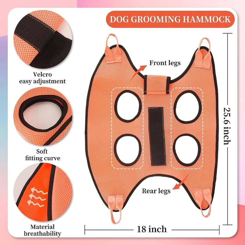 Dog/Cat Grooming Hammock, Pet Grooming Hammock with Security Strap